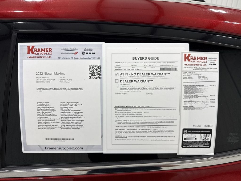 2022 Nissan Maxima Platinum Xtronic CVT