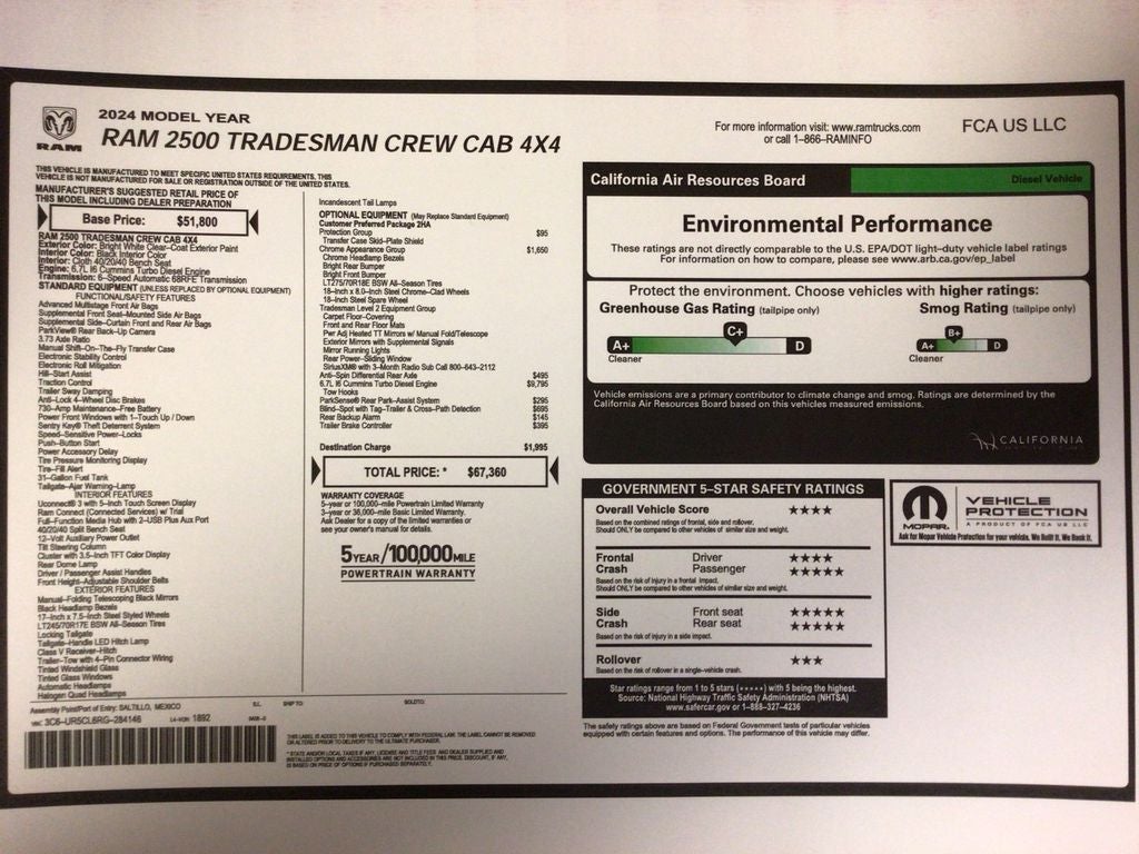 2024 RAM 2500 Tradesman Crew Cab 4x4 6'4' Box