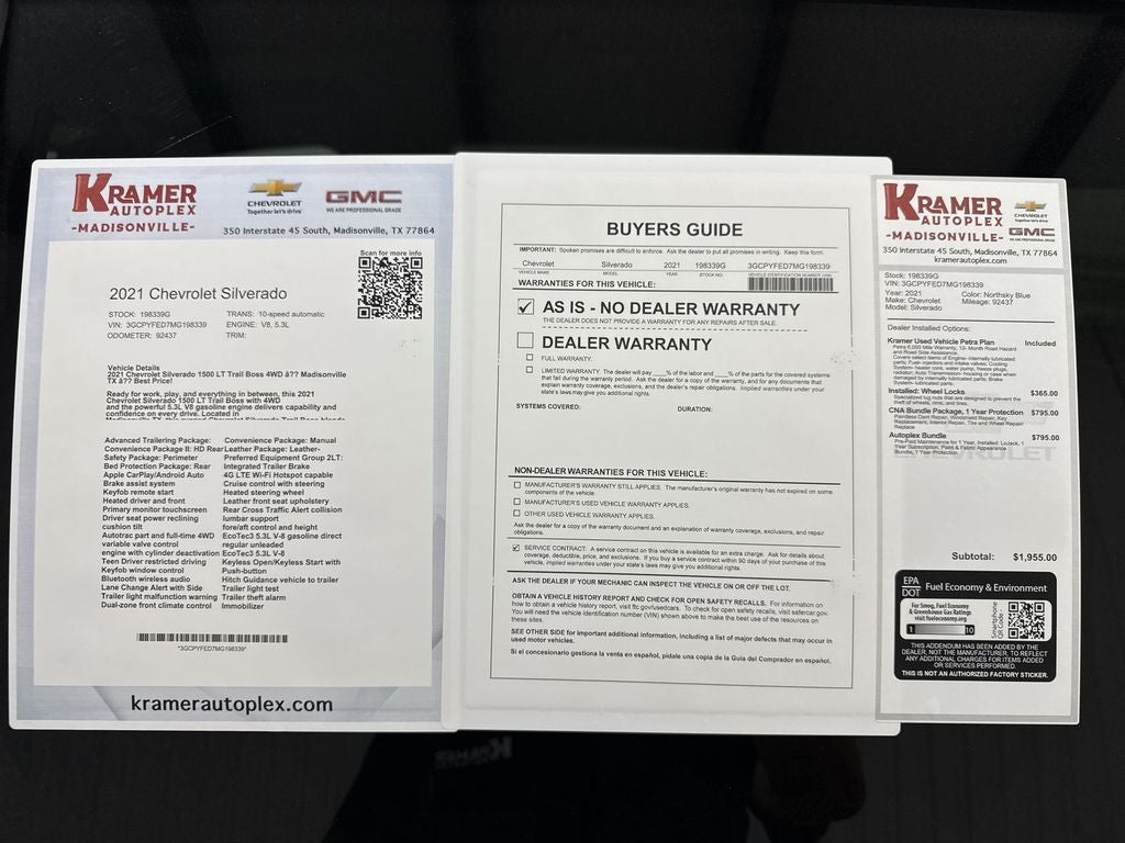 2021 Chevrolet Silverado 1500 4WD Crew Cab Short Bed LT Trail Boss