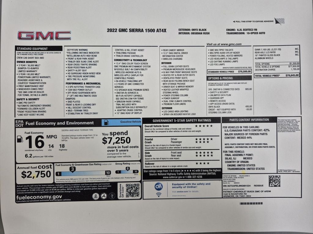 2022 GMC Sierra 1500 AT4X
